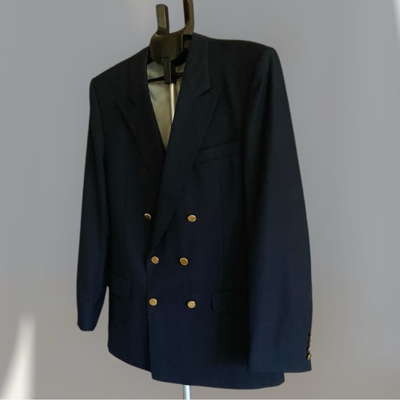 Club International Couture Wool Blazer Double Breasted Navy Blue Size 42 Tall - Picture 8 of 16